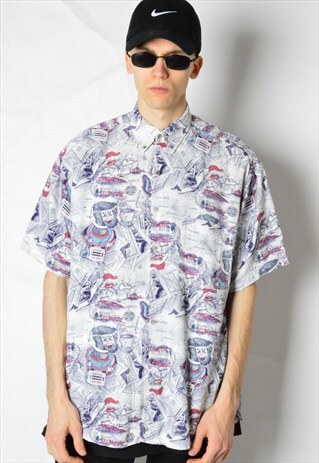 VINTAGE 80S SUMMER SHORT SLEEVE SHIRT