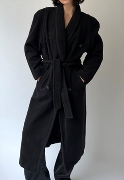 Vintage Grey Belted Wool Coat