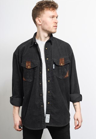 VINTAGE CORDUROY CORD SHIRT BLACK