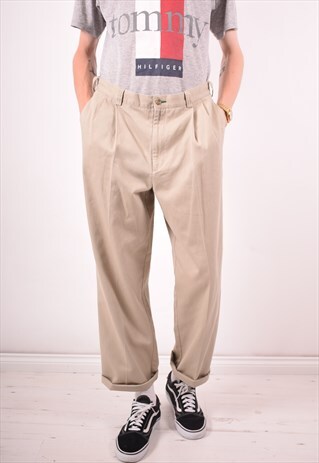 TOMMY HILFIGER MENS VINTAGE TROUSERS W34 L32 BEIGE 90S