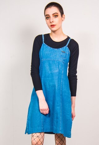 VINTAGE 90'S BLUE DENIM STRAPPY SLIP DRESS