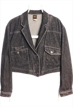 Vintage 90's Lee Denim Jacket Cropped Grey Large (women's)