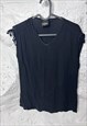 LONDON 90S BLACK SLEEVELESS TOP - SMALL