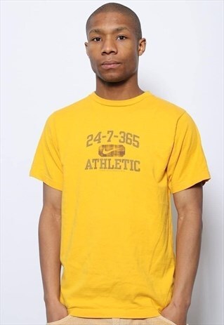 VINTAGE NIKE BIG LOGO T-SHIRT YELLOW