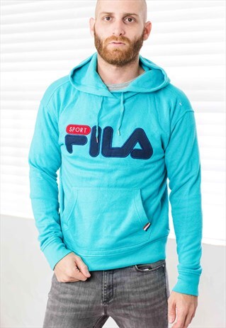 VINTAGE FILA HOODIE SWEATSHIRT LOGO 90S S 14.3