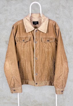 Vintage Next Corduroy Sherpa Denim Jacket Beige Large
