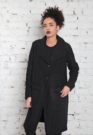 BLACK COAT / WINTER COAT / WOOL COAT /WOMENS COAT