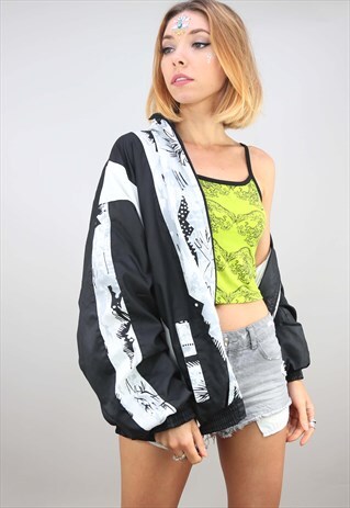 VINTAGE 80S 90S OVERSIZED FESTIVAL SHELL WINDBREAKER JACKET