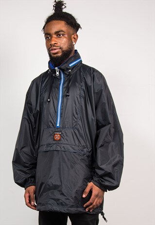 90'S VINTAGE BLACK K WAY CAGOULE JACKET