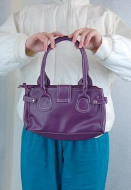 Vintage Dark Purple Leather Style Small Shoulder Indie Bag