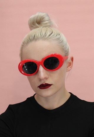 RED 90S KURT OVAL SUNGLASSES