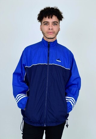 VINTAGE 90'S ADIDAS BLUE AND NAVY BLUE ZIP-UP JACKET