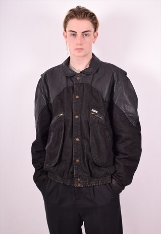 GUESS MENS VINTAGE JACKET LARGE BLACK 90S