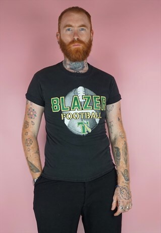 VINTAGE 1990S BLACK AMERICAN FOOTBALL T-SHIRT