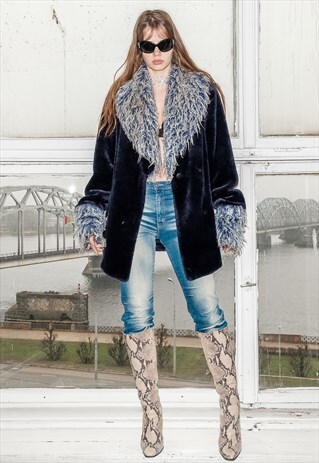 VINTAGE VELVET FUR RAVE COAT