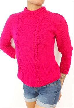 Vintage 80's Pink Chunky Cable Knit Jumper