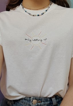 embroidered 'only looking up' t-shirt