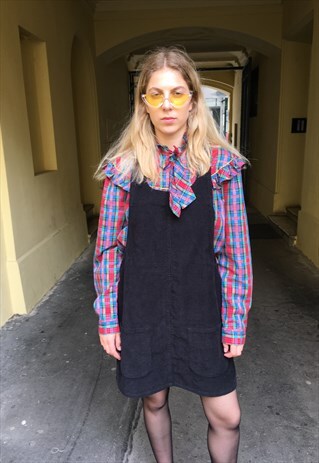 VINTAGE 90' CRAZY CORDUROY DUNGAREE DRESS