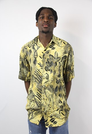 VINTAGE ABSTRACT MUSTARD SHIRT