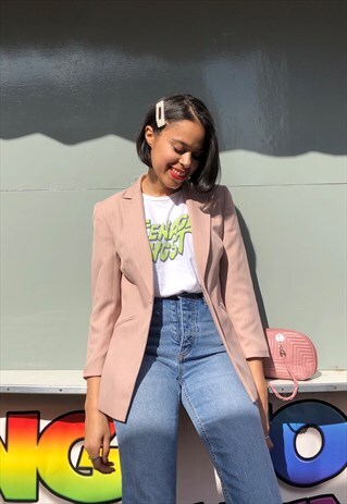 VINTAGE DUSKY PINK PIN STRIPE BLAZER