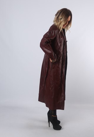 LEATHER FITTED JACKET LONG 90'S VINTAGE (BJDC) UK 14