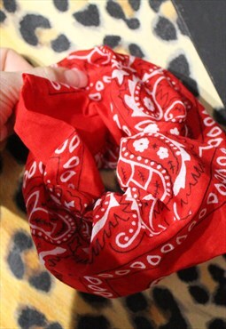 Pretty Disturbia Handmade Red Scrunchie Bandana Print Punk