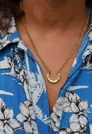 Gold Chain Necklace with Sun Pendant
