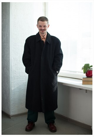 VINTAGE 70'S BLACK WOOL WINTER COAT