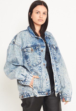 VINTAGE BLUE ACID WASHED WRANGLER DENIM JACKET