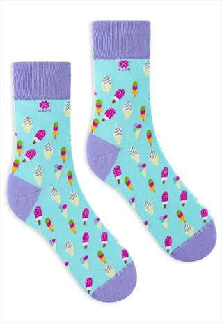 FUNNY PISTACHIO WOMENS, MENS SOCKS WITH COLORFUL ICE CREAM