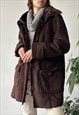 VINTAGE Y2K 00'S CLASSIC UNISEX DARK BROWN FAUX FUR COAT