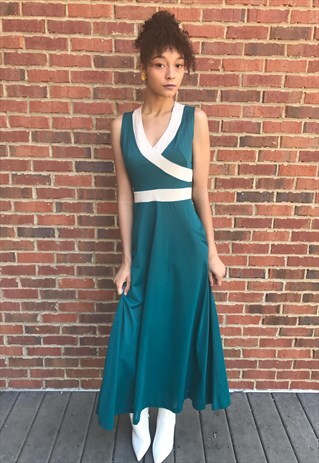 VINTAGE GREEN SLIP MAXI DRESS