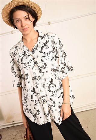 90'S RETRO FLORAL PRINT PARIS CHIC FESTIVAL BLOUSE TOP
