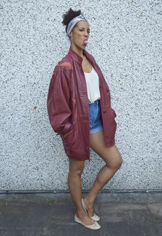 90'S OXBLOOD LEATHER JACKET