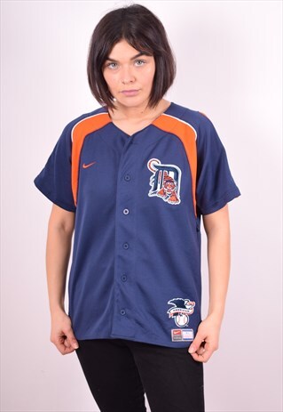 NIKE WOMENS VINTAGE JERSEY TOP MEDIUM BLUE 90'S