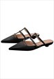 POINTED TOE LOW HEEL STRAP FASHION SANDALS