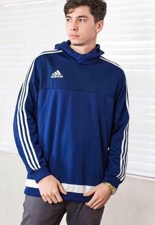 VINTAGE ADIDAS HOODIE SWEATSHIRT LOGO 90S X 14.0