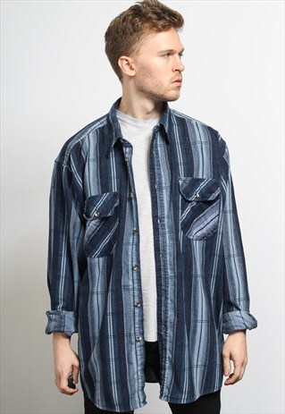 VINTAGE CORDUROY CORD SHIRT BLUE