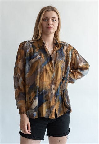 VINTAGE 80S FUNKY MULTICOLOR BOHO SHIRT