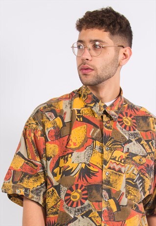 90S CRAZY PATTERNED SHORT SLEEE SHIRT