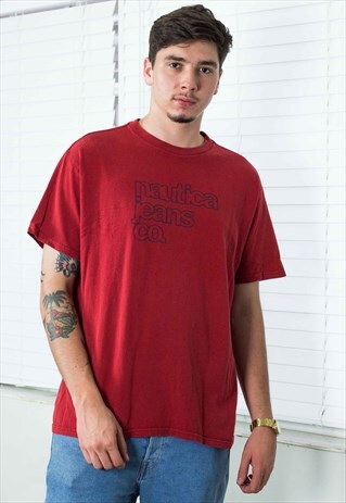 VINTAGE NAUTICA T-SHIRT LOGO 90S L 7.7