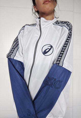 VINTAGE ASICS ZIP UP TRACK JACKET REMOVABLE SLEEVES