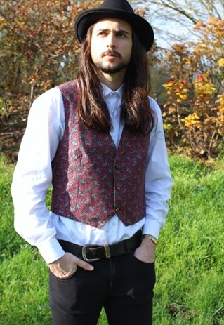 VINTAGE 80S WAISTCOAT PAISLEY SMALL GENTS SMART PATTERN ROCK