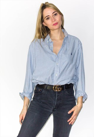VINTAGE 90'S CHECKED RALPH LAUREN LOGO SHIRT