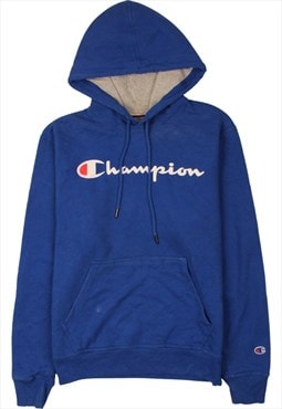 Vintage 90's Champion Hoodie Spellout Pullover Blue Small