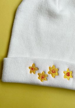 Daffodil Embroidered beanie hat
