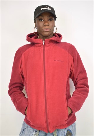 VINTAGE 90S COLUMBIA RED HOOD FLEECE JACKET
