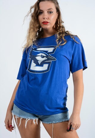 CHAMPION PRINTED BLUE T-SHIRT USA PRINT