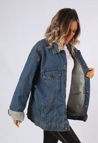 DENIM JACKET OVERSIZED FITTED VINTAGE UK 20 - 22 (C1H)