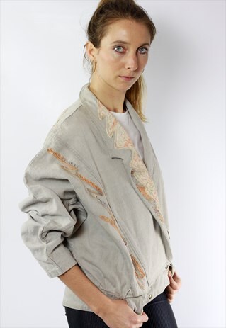 GREY DENIM JACKET / PATCHED JEAN JACKET / GRUNGE